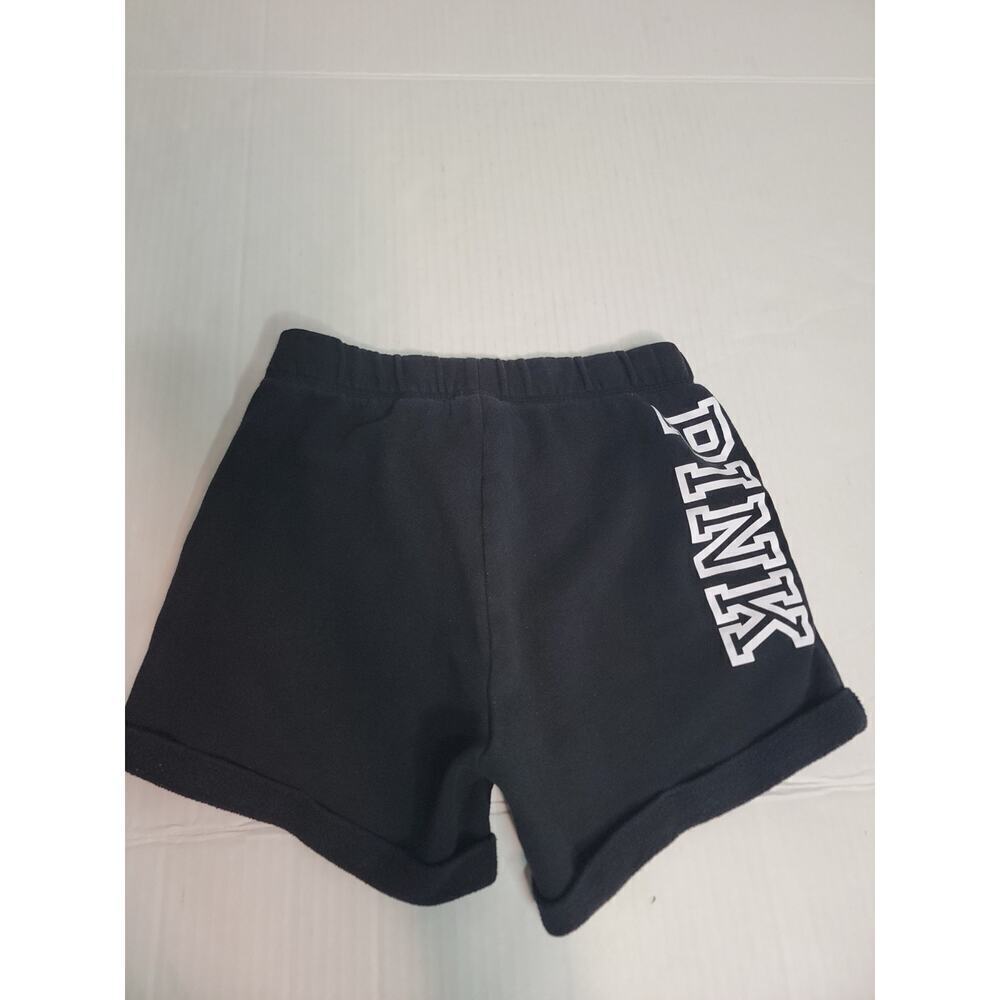 Victorias Secret Pink Sweat Shorts SZ XS Black Drawstring Pockets Logo Y2K